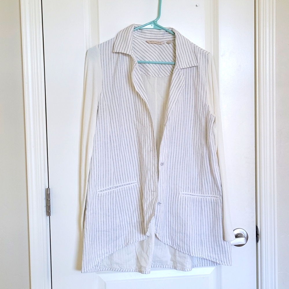 Soft Surroundings 100 % Cotton Women's Pippa Blazer Pinstripe size S